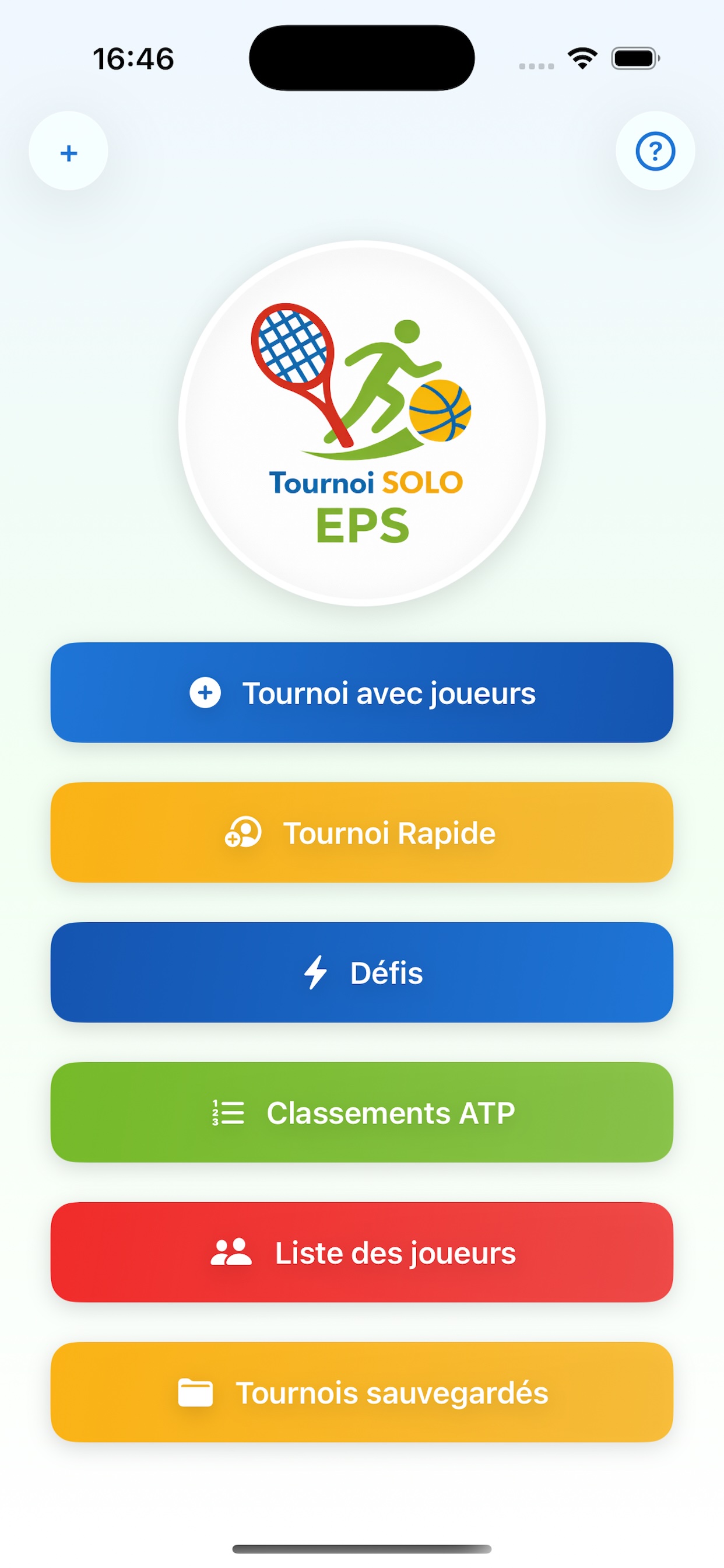 Capture de l’application TOURNOI SOLO EPS